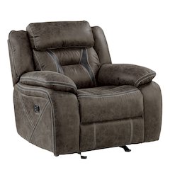 Madrona Microfiber Glider Reclining Chair In Dark Brown