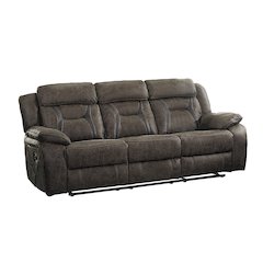 Madrona Microfiber Double Reclining Sofa In Dark Brown