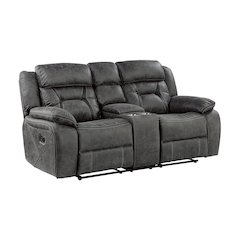 Madrona Microfiber Double Reclining Love Seat In Gray