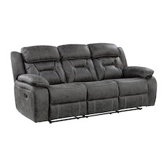 Madrona Microfiber Double Reclining Sofa In Gray