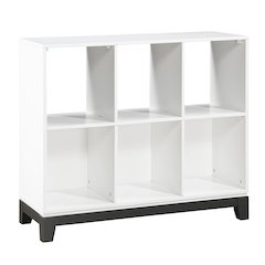 Garretson Acacia Bookcase in 2-Tone Finish (White and Metallic Gray)