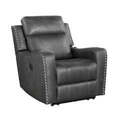 Kellen Microfiber Power Reclining Chair in Smoky Gray