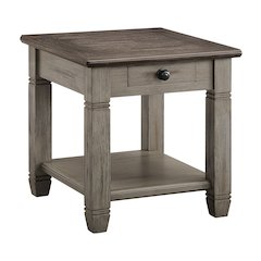 Granby Pine End Table in 2-Tone Finish (Coffee and Antique Gray)