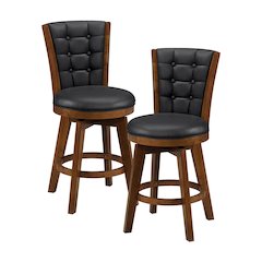 Medford Faux leather Counter Height Swivel Stool, set of 2 in Black