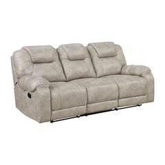 Gainesville Microfiber Double Reclining Sofa in Pewter