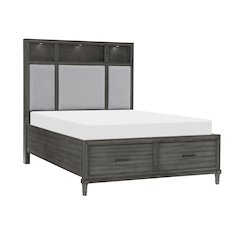 Wittenberry Asian Hardwood Queen Platform Bed in Gray