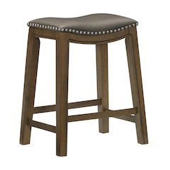 Ordway Solid Wood 24" Height Saddle Stool in Gray