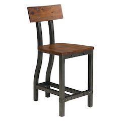 Holverson Wood Counter Height Chair, Set of 2 in Rustic Brown & Gunmetal