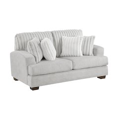 Santiago Microfiber 2pc Set: Sofa, Loveseat in Light Gray