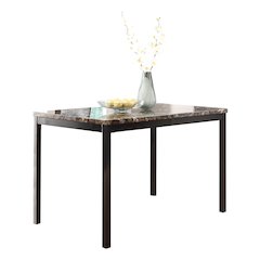 Tempe Faux Marble Top Dining Room Table in Black Metal Finish