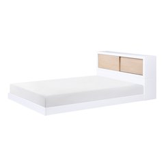 Asker Asian Hardwood Full Bookcase Bed in 2-Tone (White and Natural)