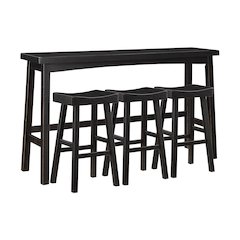 Caspian Solid Wood Pub Height Set (set of 4) in Black Finish
