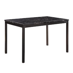 Tempe Faux Marble Top Dining Room Table in Black Metal Finish