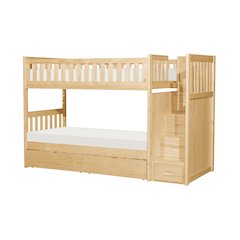 Bartly Pine Bunk Bed with Reversible Step Storage in Natural Pine