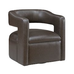 Sawyer Faux Leather Swivel Chair in Dark Coffee