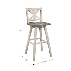 Amsonia Solid Wood Swivel Pub Height Chair, set of 2 in Gray and White