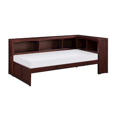Rowe Pine Twin Bookcase Corner Bed in Dark Cherry