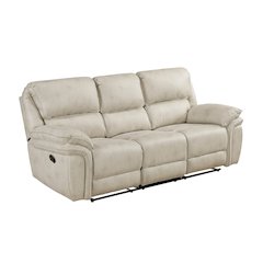 Proctor Microfiber Double Reclining Sofa in Sand