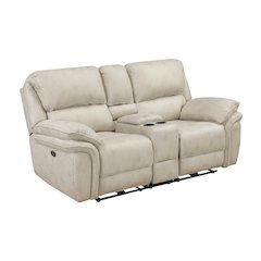 Proctor Microfiber Pwr Dbl Reclining L. Seat with Center Console in Sand