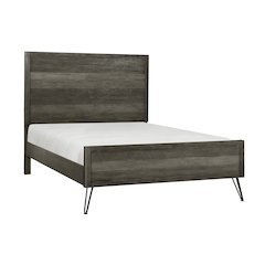 Urbanite Asian Hardwood Queen Bed in 3 Tone Gray