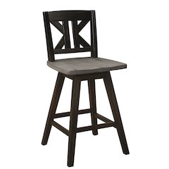 Amsonia Wood Swivel Counter Height Chair, set of 2 in Gray and Black