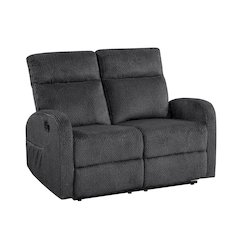 Allen Microfiber Double Reclining Love Seat in Dark Gray