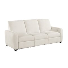 Vera Chenille Pwr Double Reclining Sofa with USB Charging Ports in Beige