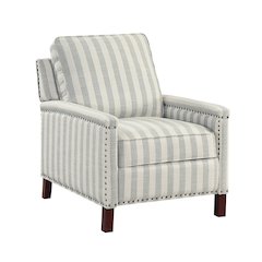 Landrum Textured PB Reclining Chair in Beige with Grayish Blue Stripe