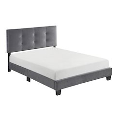 Newberry Velvet Full Platform Bed in Dark Gray