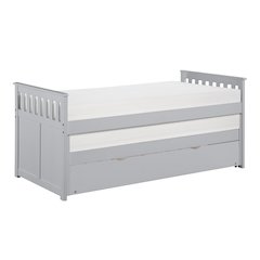 Orion Pine Twin/Twin Bed with Twin Trundle in Gray
