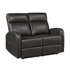 Allen Faux Leather Double Reclining Love Seat in Espresso