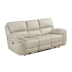 Proctor Microfiber Power Double Reclining Sofa in Sand