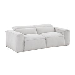 Phoebe Microfiber Power Double Reclining Love Seat in Light Gray