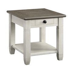 Granby Pine End Table in 2-Tone Finish (Rosy Brown and Antique White)