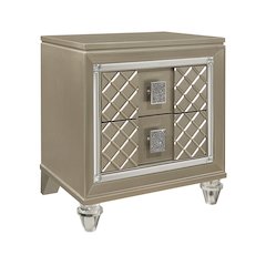 Loudon Asian Hardwood Nightstand in Champagne Metallic