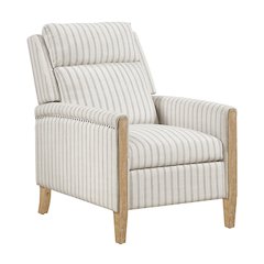 Burton Textured Push back Recliner in White-Gray Strip Pattern