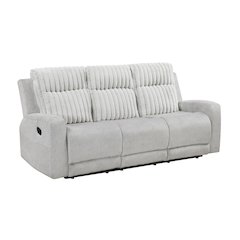 Benton Corduroy Double Reclining Sofa in Light Gray