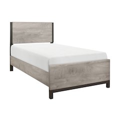Zephyr Rubberwood Twin Bed in Light Gray