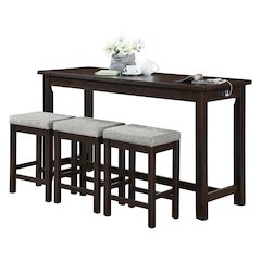 Connected Velvet Counter Height Set (Set of 4) in Espresso Finish