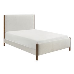 Julian Chenille Queen Platform Bed in Beige