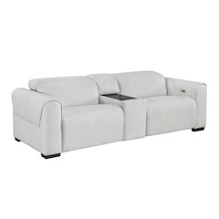 McPherson Chenille Power Double Reclining Love Seat in Cloud