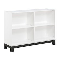 Garretson Acacia Bookcase in 2-Tone Finish (White and Metallic Gray)