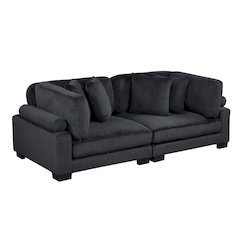Traverse Corduroy Love Seat in Black