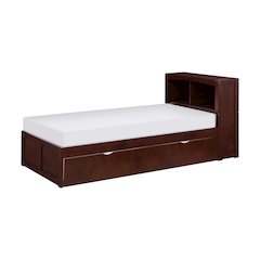 Rowe Pine Twin Bookcase Bed with Twin Trundle in Dark Cherry