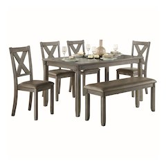 Holders Asian Hardwood 6-Piece Pack Dinette Set in Gray