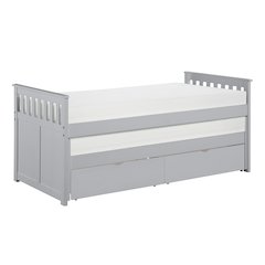 Orion Pine Twin/Twin Bed with Storage Boxes in Gray