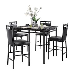 Olney Faux Marble Counter Height Dining Table Set (Set of 5) in Black