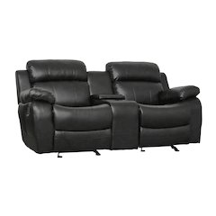 Marille Textured Double Glider Reclining Love Seat with Center Console in Black