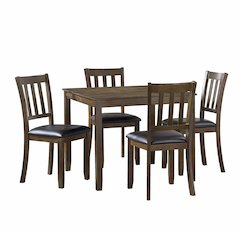 Faust Faux leather Dining Room Table and Chairs (set of 5) in Dark brown