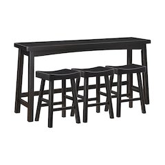 Caspian Solid Wood Counter Height Set (set of 4) in Black finish